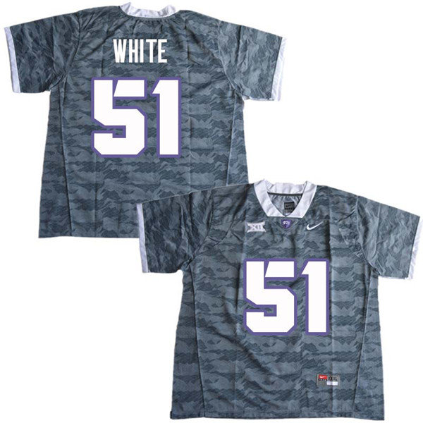 Men #51 Quazzel White TCU Horned Frogs College Football Jerseys Sale-Gray - Click Image to Close